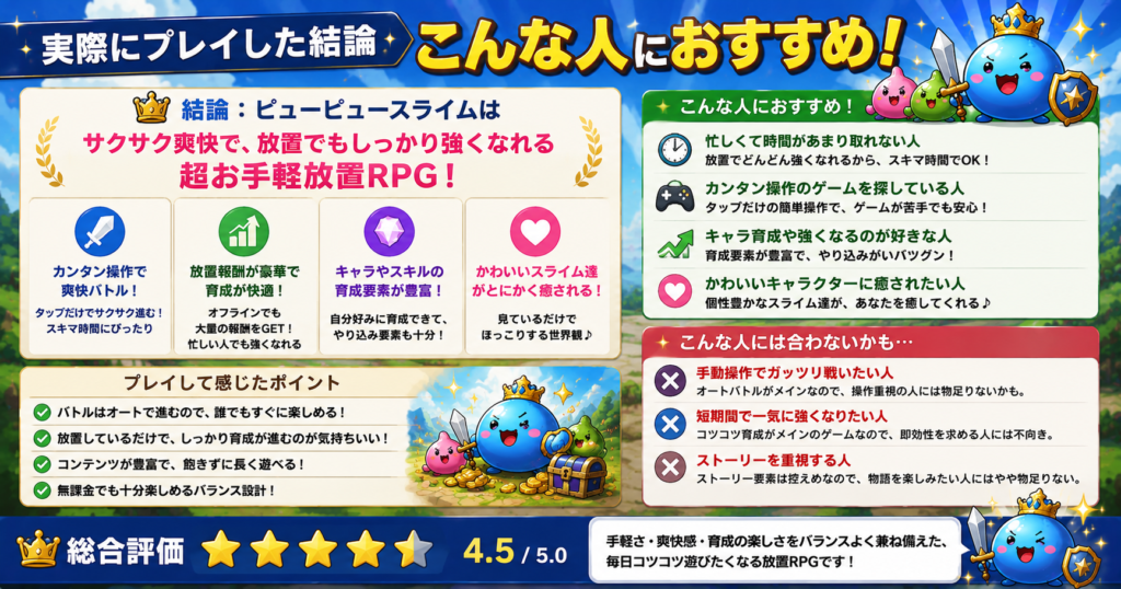 ピューピュースライムを実際にプレイした結論とおすすめな人を解説