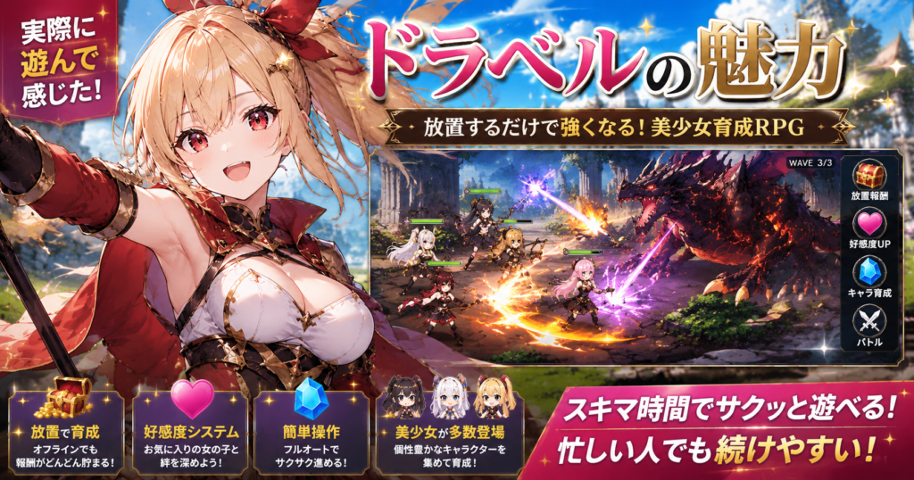 ドラベルの魅力をレビュー|放置育成で成長する美少女キャラクターと迫力のバトルシーン