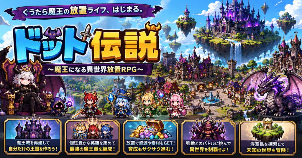 ドット伝説 魔王になる異世界放置RPGとは?の紹介画像