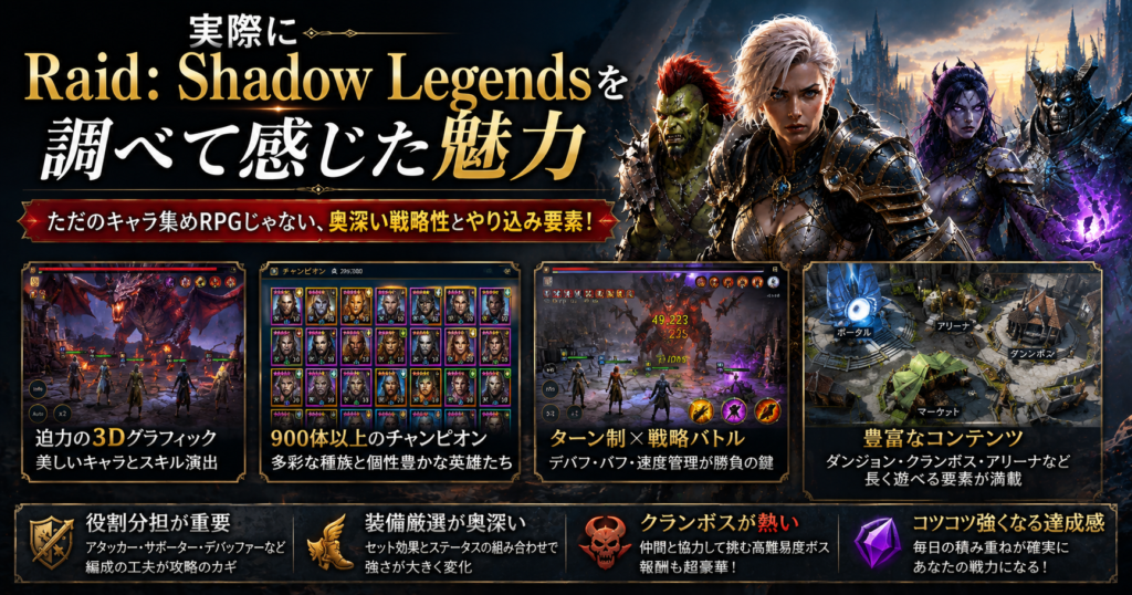 Raid Shadow Legendsを調べて感じた魅力を紹介するH2見出し画像