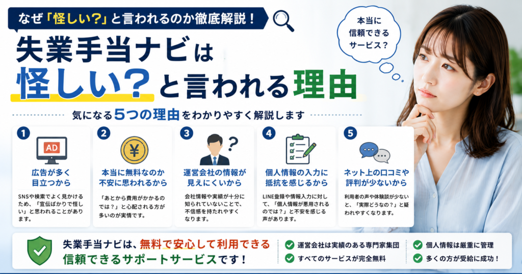 失業手当ナビは怪しいと言われる理由を解説｜口コミや評判、不安に思われるポイントをわかりやすく紹介