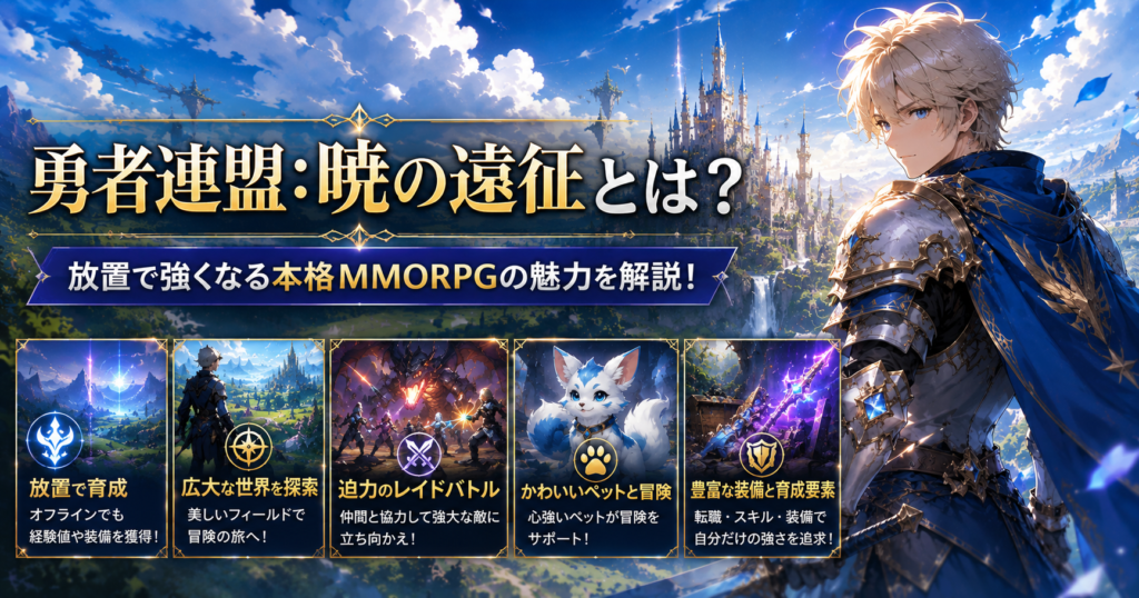 勇者連盟：暁の遠征とは？ゲームの特徴や世界観、放置MMORPGとしての魅力をわかりやすく解説