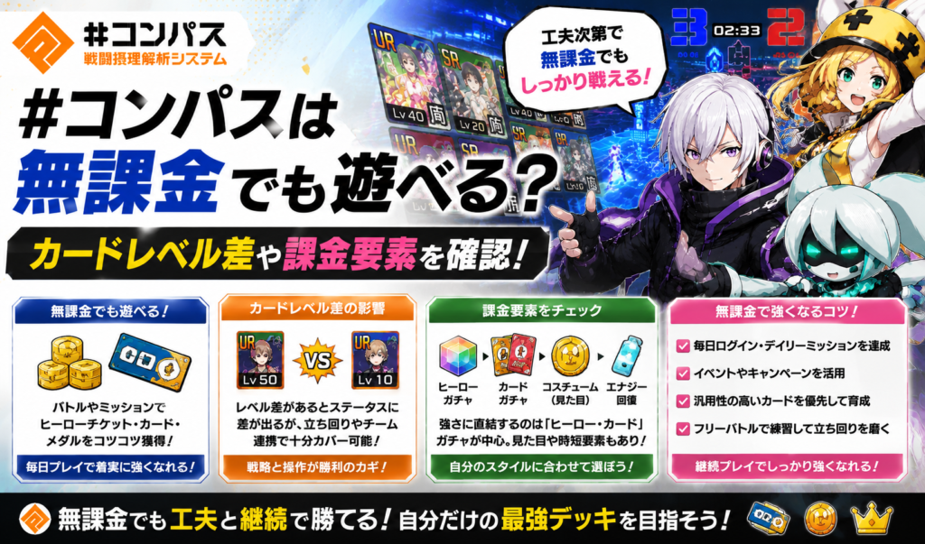 #コンパスは無課金でも遊べる？カードレベル差や課金要素を確認