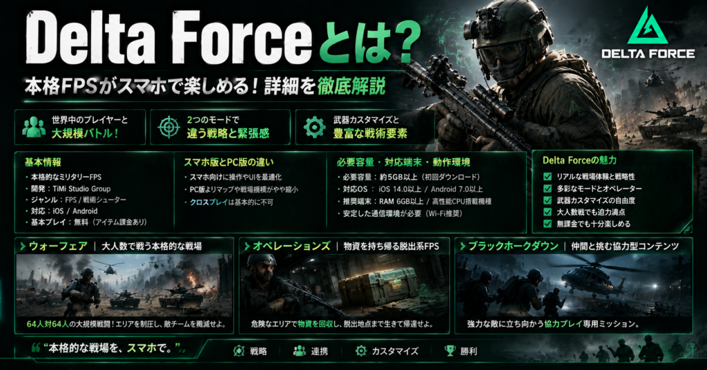 Delta Forceとは何かを基本情報・ゲームモード・動作環境とあわせて紹介する見出し画像