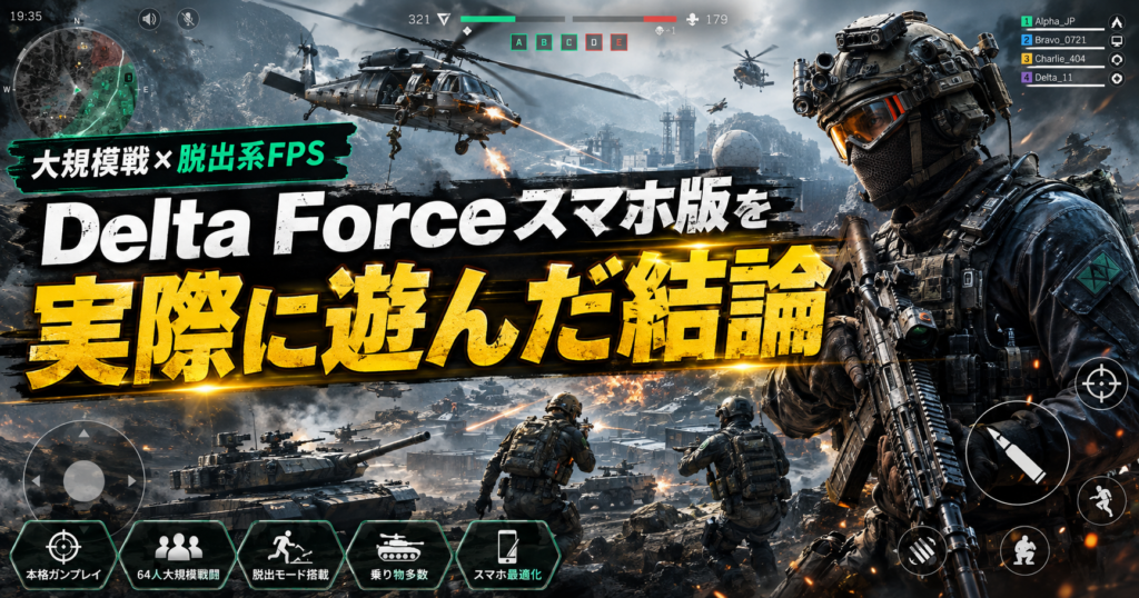 Delta Forceスマホ版を実際に遊んだ結論を大規模戦と脱出系FPSの魅力とともに紹介する画像