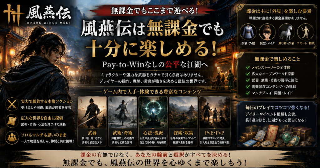 風燕伝は無課金でも遊べる?「Pay-to-Winなし」の課金設計を確認