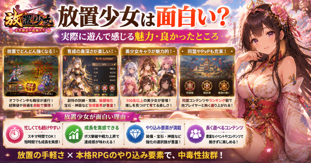 放置少女は面白い?実際に遊んで感じる魅力・良かったところ