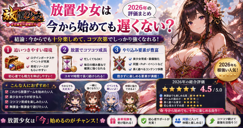 放置少女は今から始めても遅くない?2026年の評価まとめ