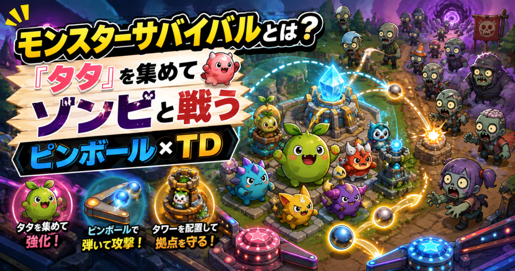 モンスターサバイバルとは？「タタ」を集めてゾンビと戦うピンボール×TD