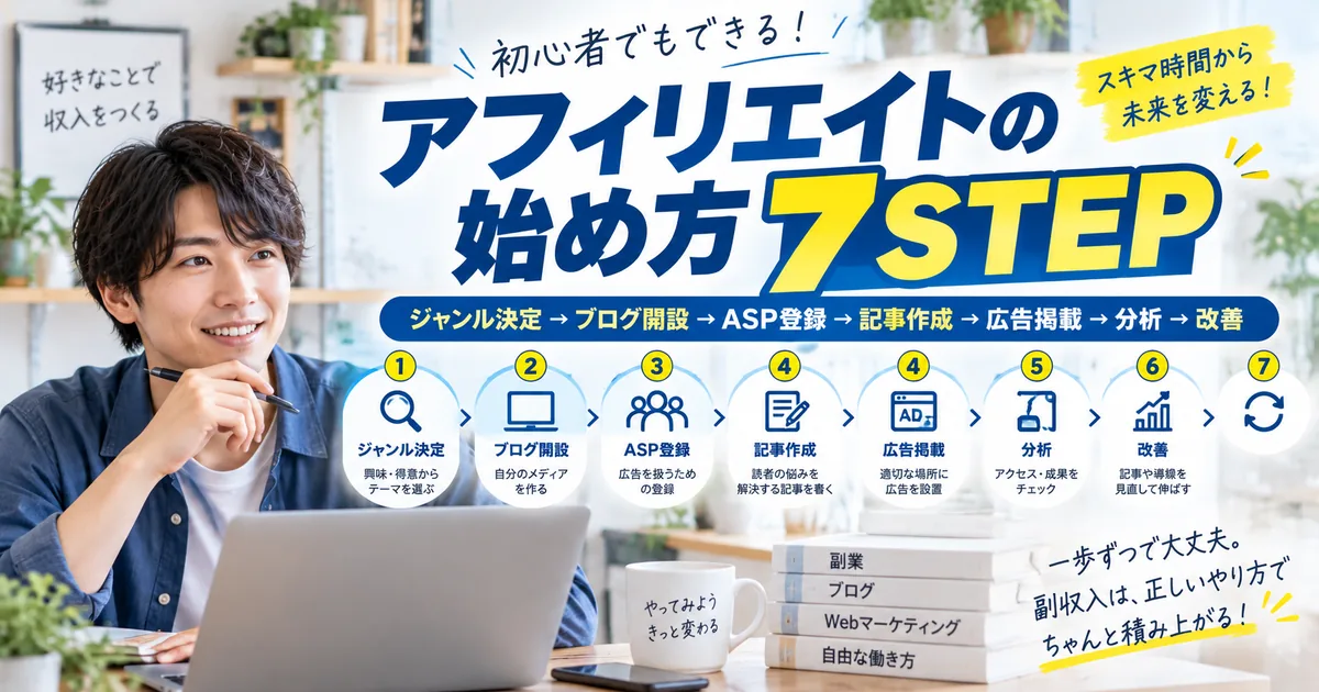 アフィリエイトの始め方7STEP|ジャンル決定から分析・改善まで