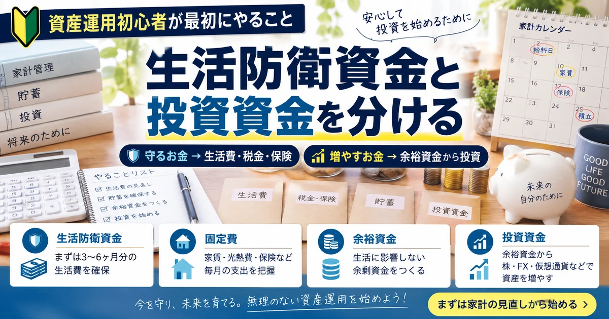 資産運用初心者が最初にやること|生活防衛資金と投資資金を分ける