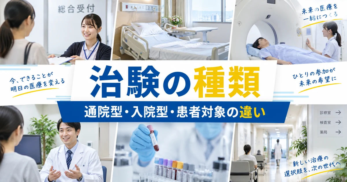 治験の種類|通院型・入院型・患者対象の違い