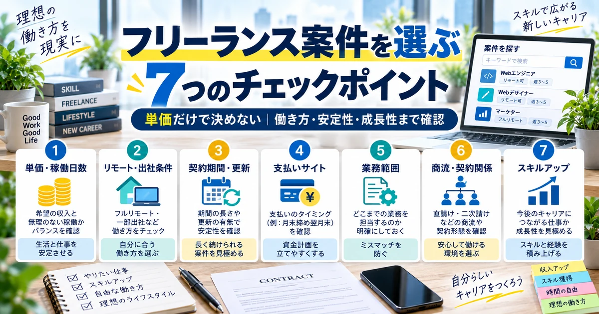 フリーランス案件を選ぶ7つのチェックポイント
