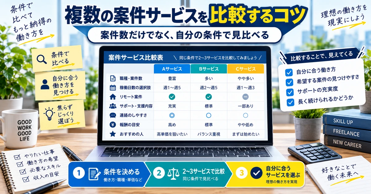 複数のフリーランス案件サービスを比較するコツ