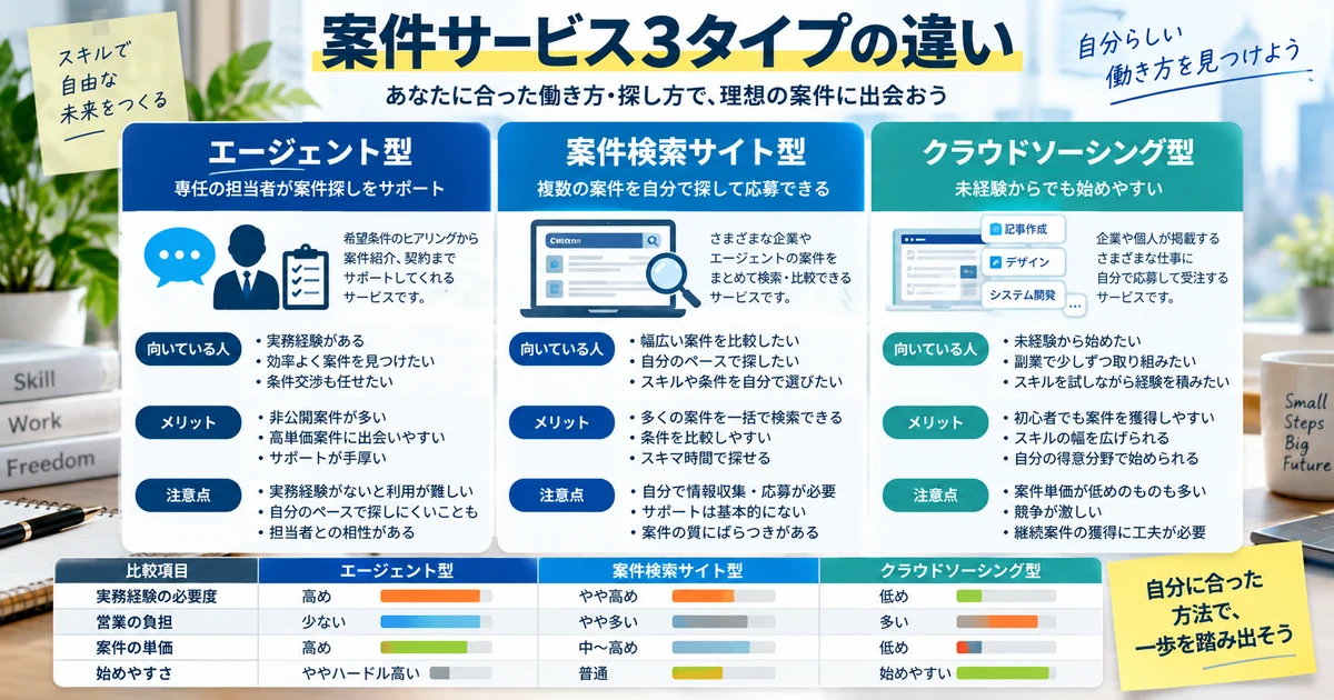 案件サービス3タイプの違い