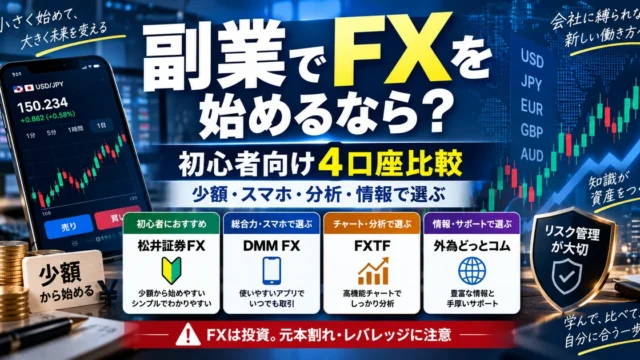 副業でFXを始めるなら？初心者向け4口座比較と注意点