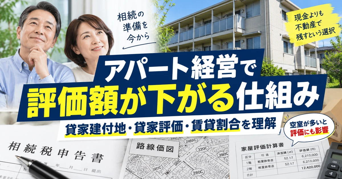 アパート経営で相続税評価額が下がる仕組み|貸家建付地・貸家評価・賃貸割合