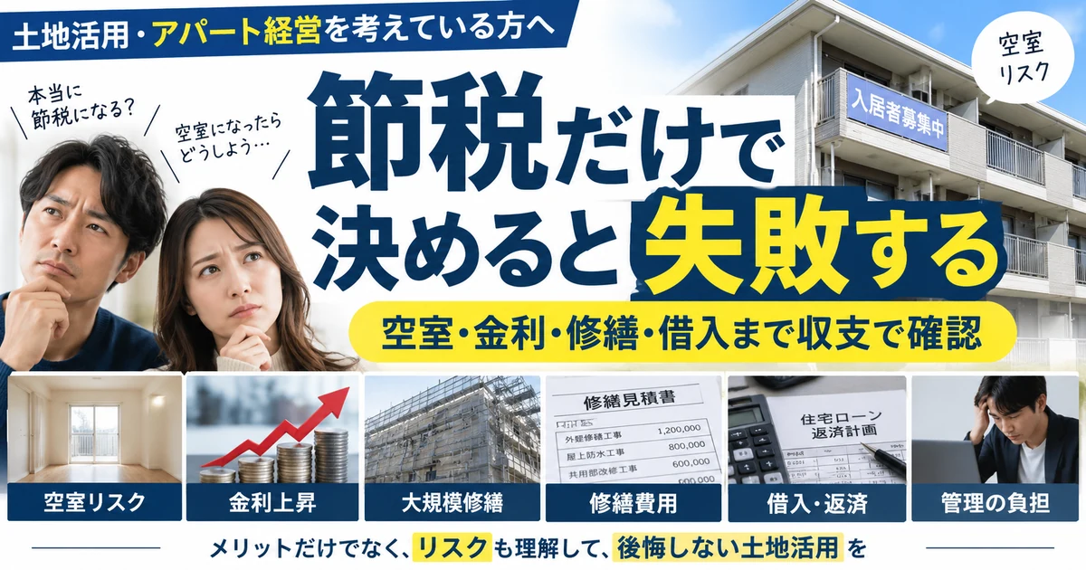 節税だけで決めると失敗する|空室・金利・修繕・借入リスクを確認