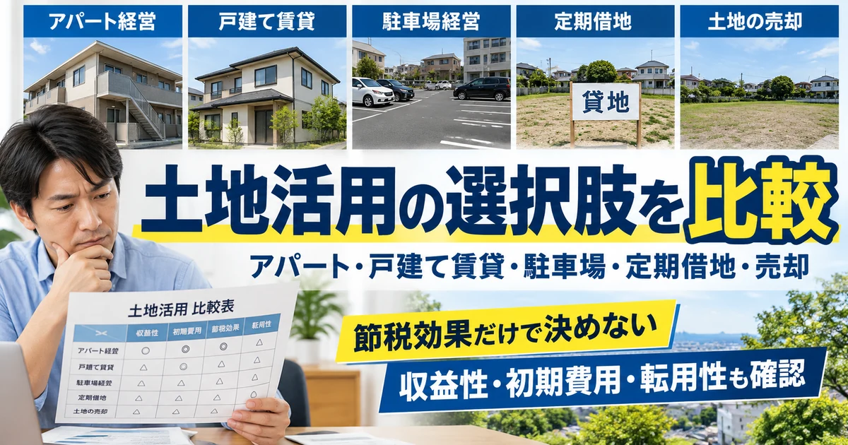 土地活用の選択肢を比較|アパート・戸建て賃貸・駐車場・定期借地・売却