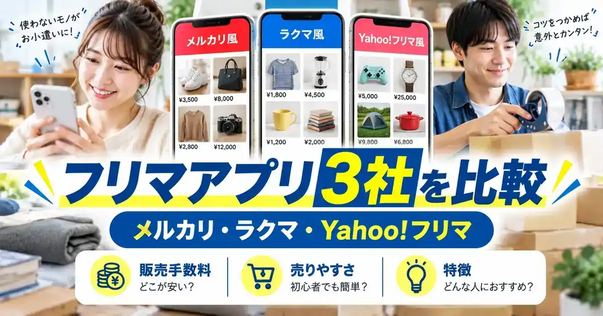 フリマアプリ3社を比較|メルカリ・ラクマ・Yahoo!フリマ
