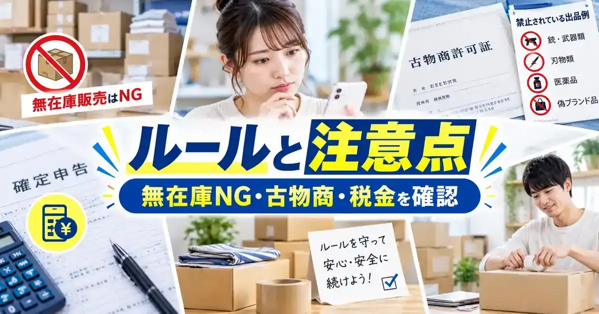 ルールと注意点|無在庫NG・古物商・税金を確認