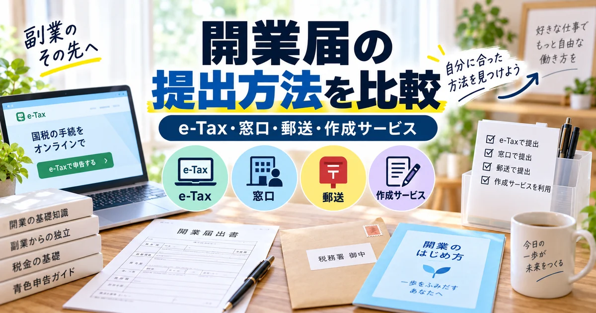 開業届の提出方法|e-Tax・窓口・郵送・作成サービスを比較