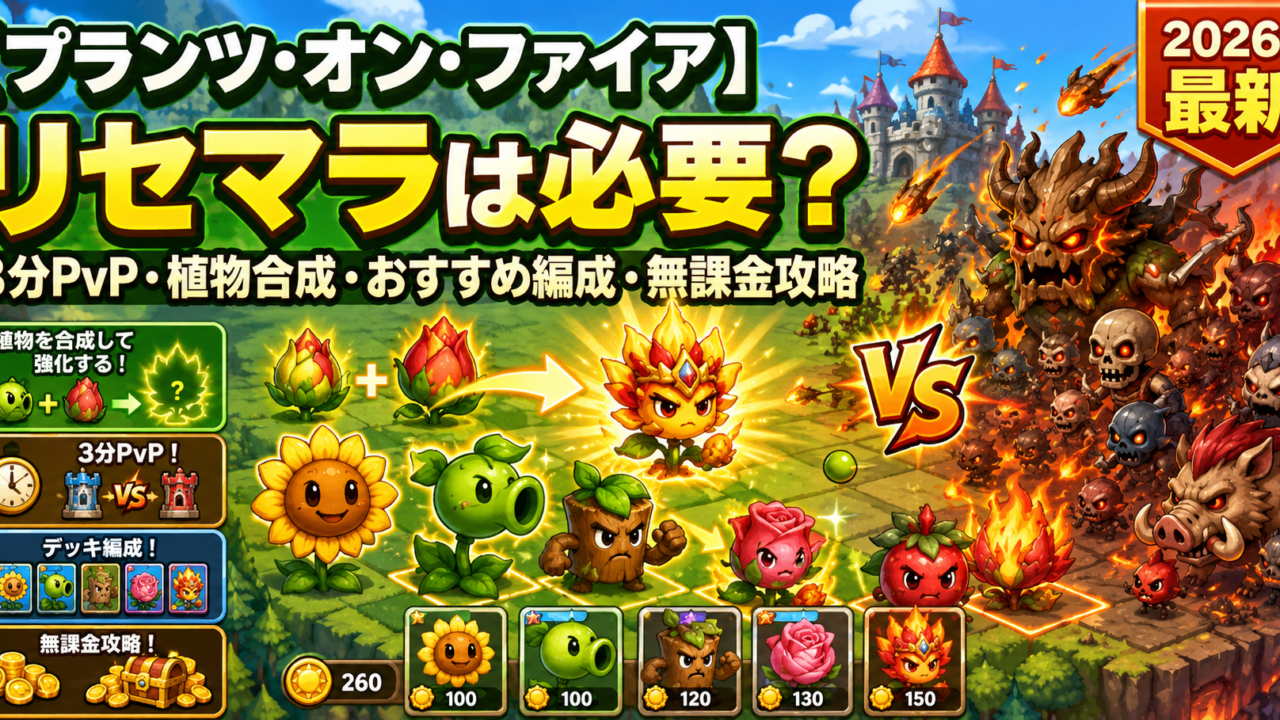 【プランツ・オン・ファイア】リセマラは必要？3分PvP・植物合成・おすすめ編成・無課金攻略を徹底解説