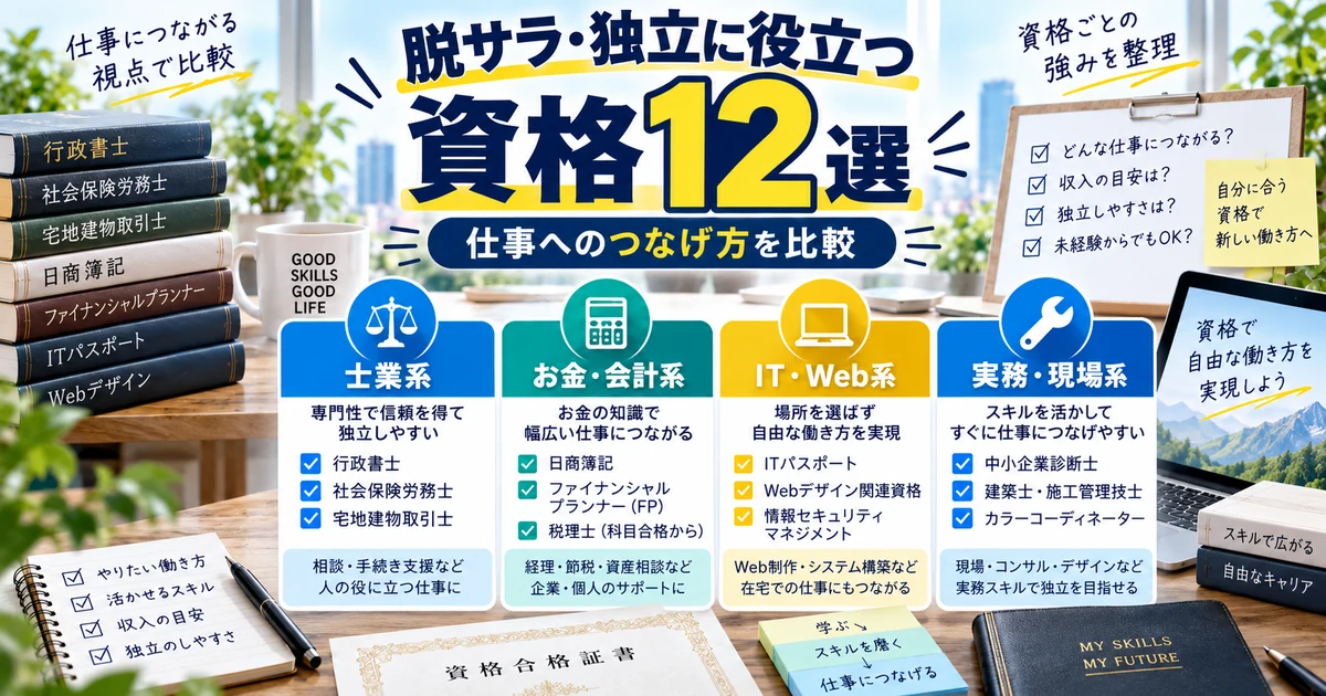 脱サラ・独立に役立つ資格12選の比較