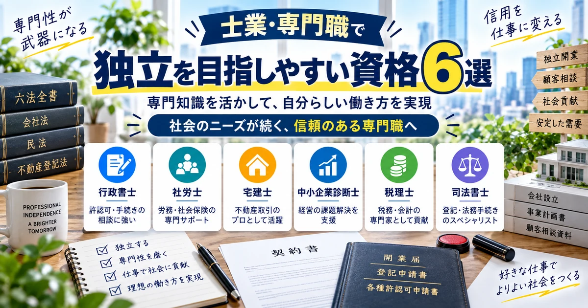 士業・専門職で独立を目指しやすい資格6選