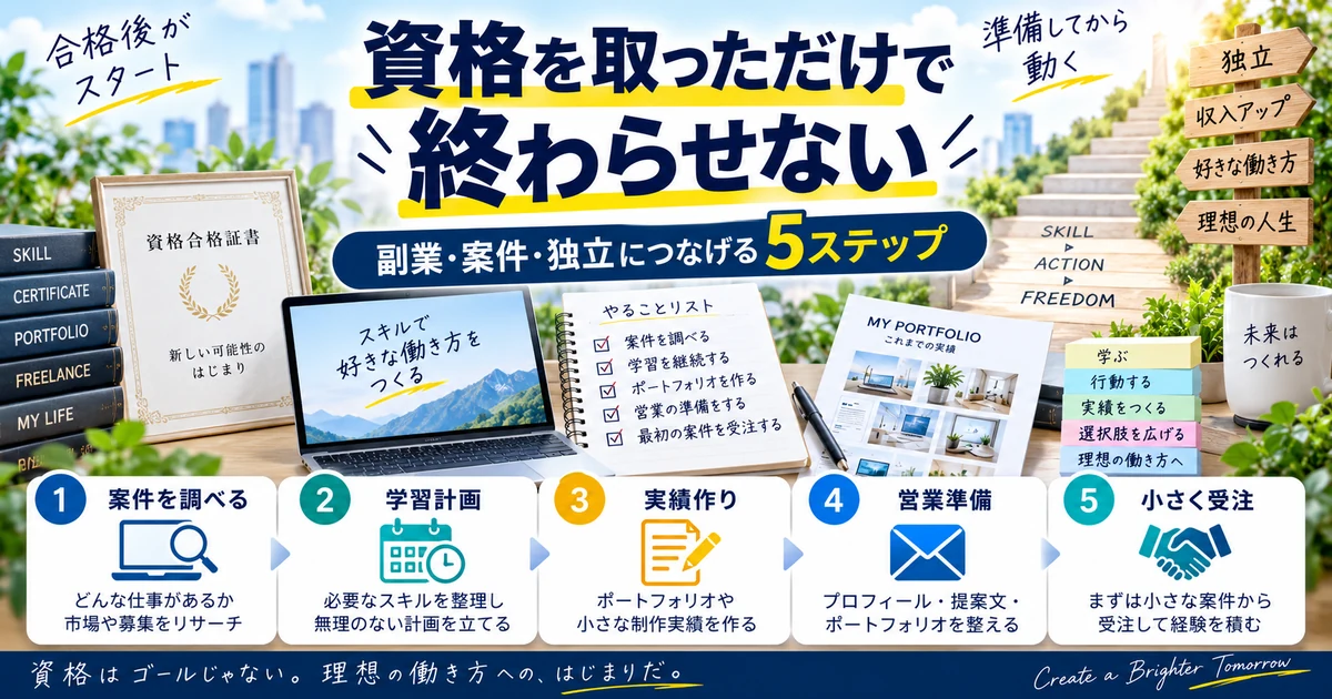 資格を副業・案件・独立につなげる5ステップ