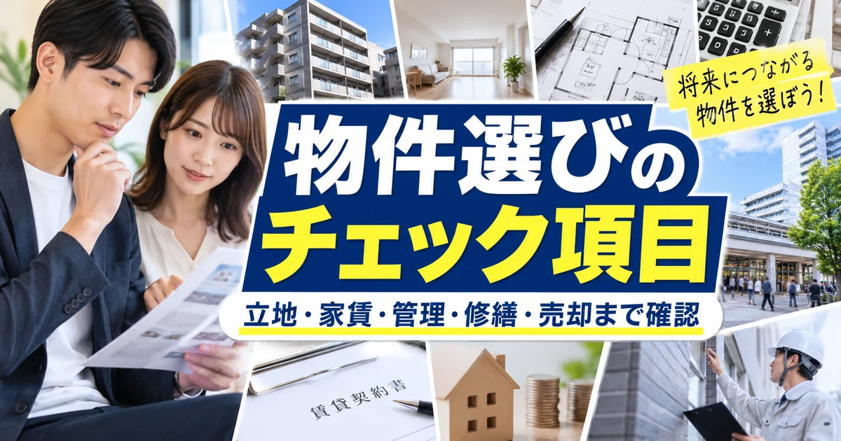 物件選びのチェック項目|立地・家賃・管理・修繕・売却まで確認