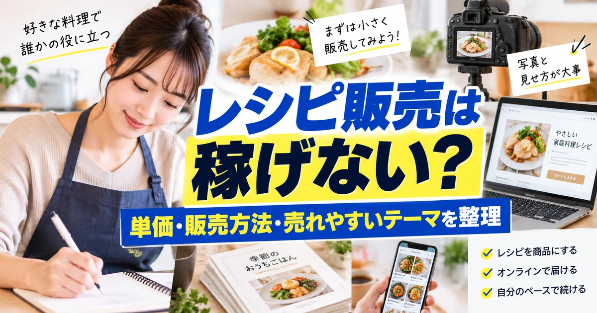 レシピ販売は稼げない?単価・販売方法・売れやすいテーマを整理