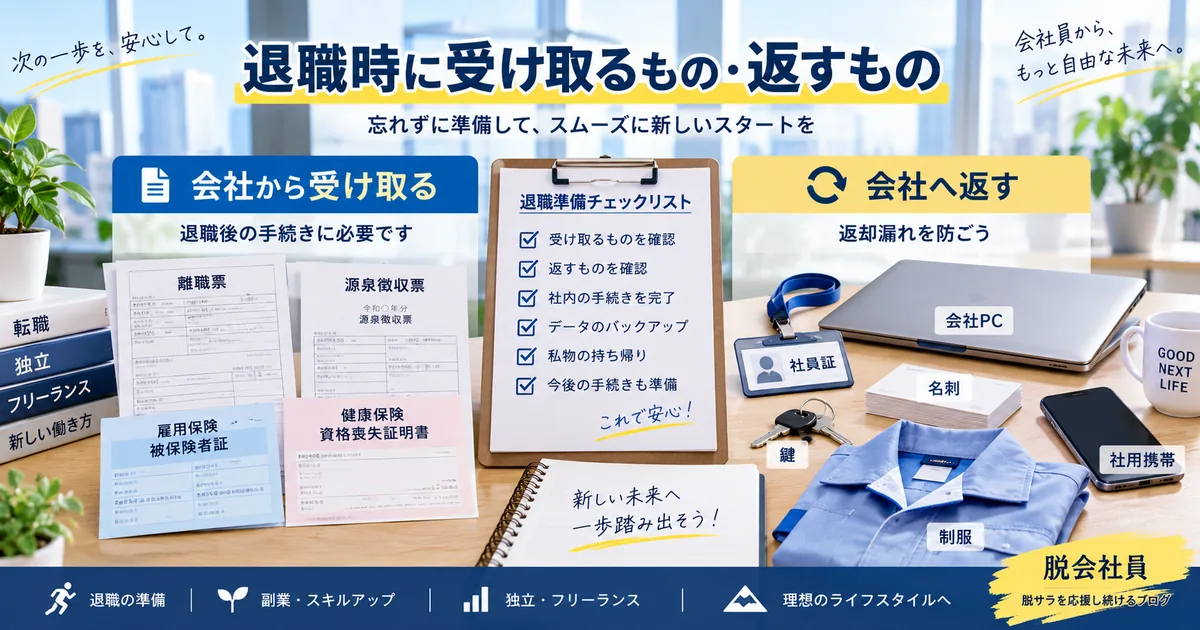 退職時に会社から受け取る書類と返却するもの