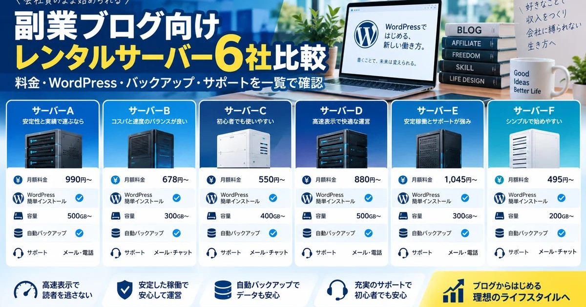 副業ブログ向けレンタルサーバー6社比較