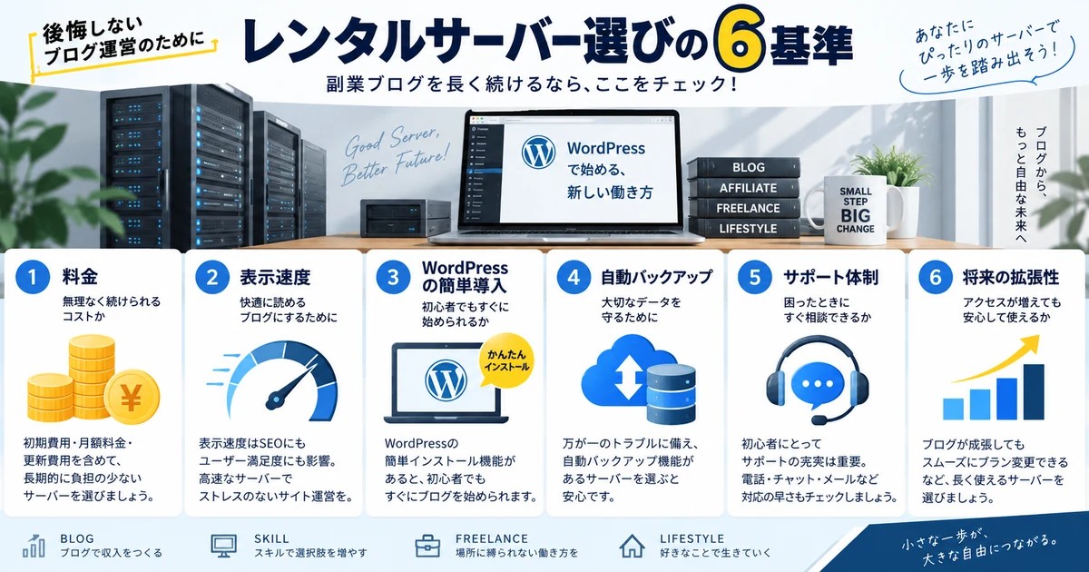 副業ブログ向けレンタルサーバー選びの6基準