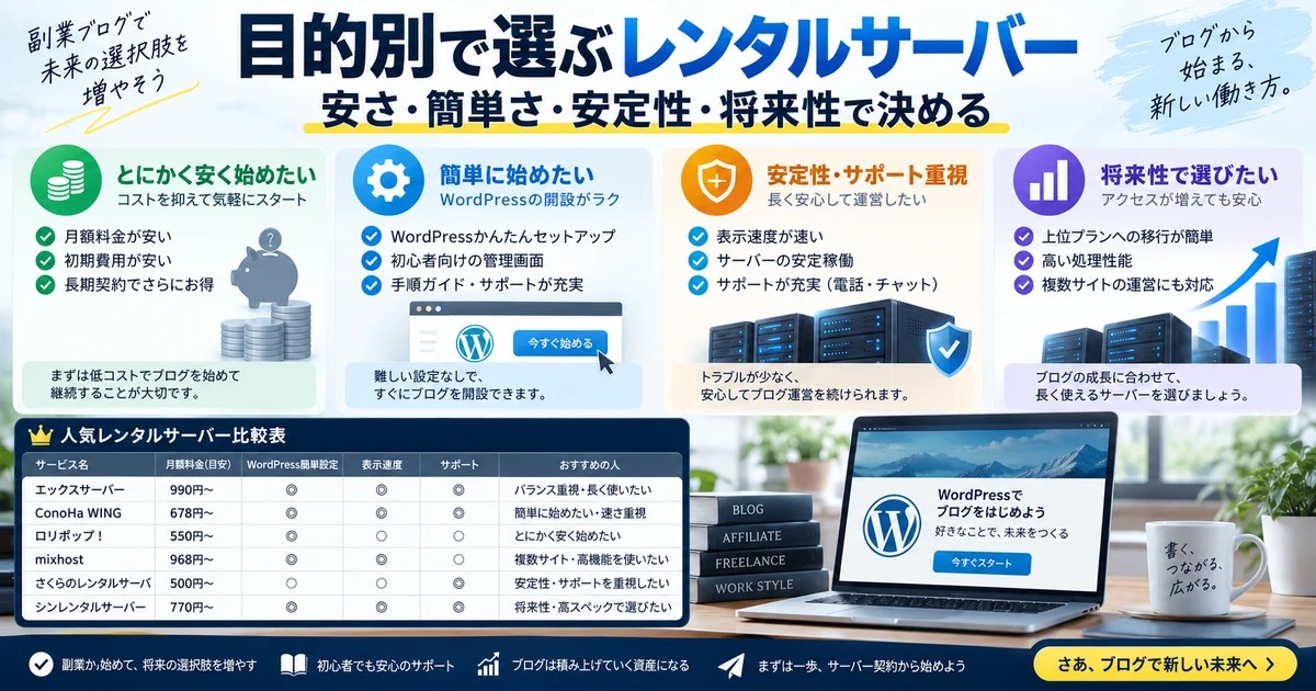 目的別で選ぶレンタルサーバーの考え方