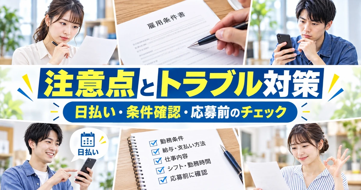 注意点とトラブル対策|日払い・条件確認・応募前のチェック