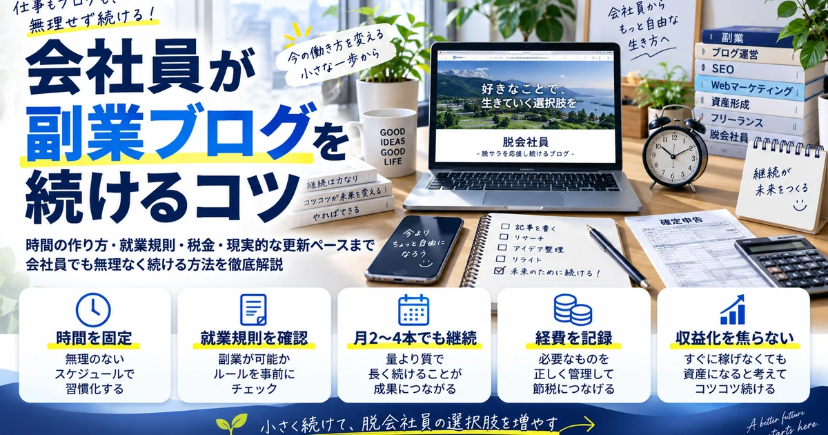 会社員が副業ブログを無理なく続けるコツ