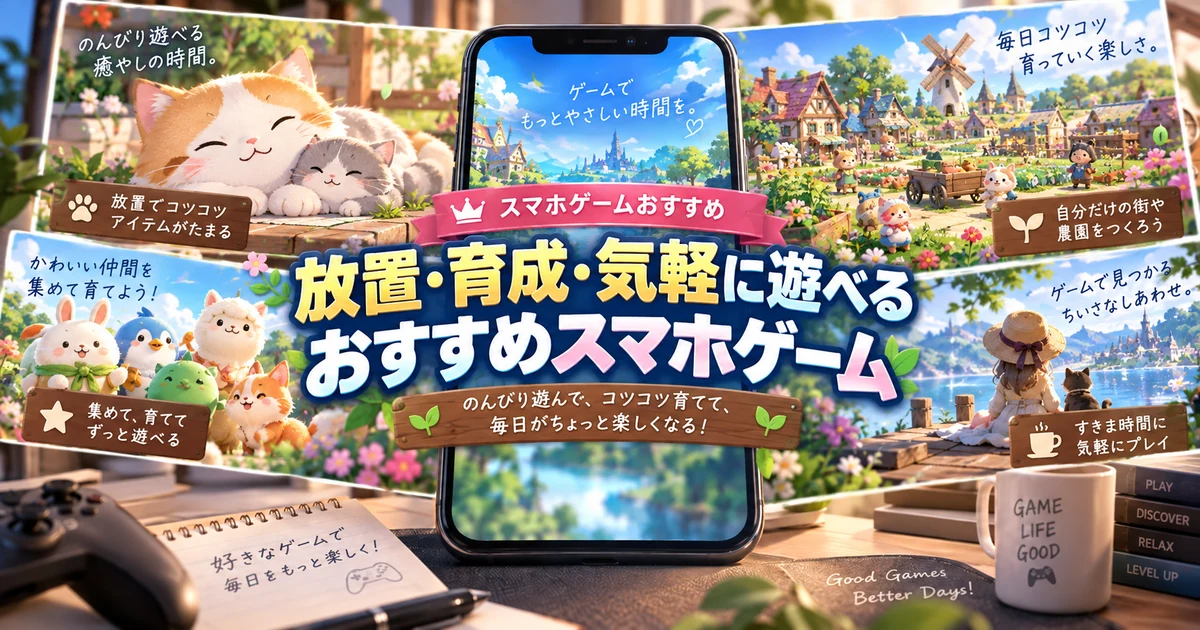 放置・育成・気軽に遊べるおすすめスマホゲームを紹介する見出し画像
