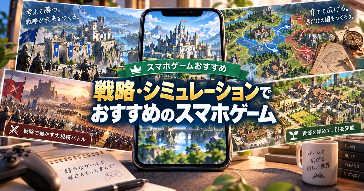 戦略・シミュレーションでおすすめのスマホゲームを紹介する見出し画像