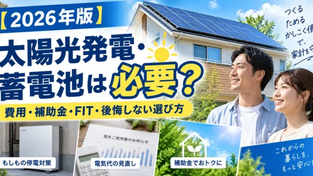 【2026年版】太陽光発電・蓄電池は必要？費用・補助金・FIT・後悔しない選び方