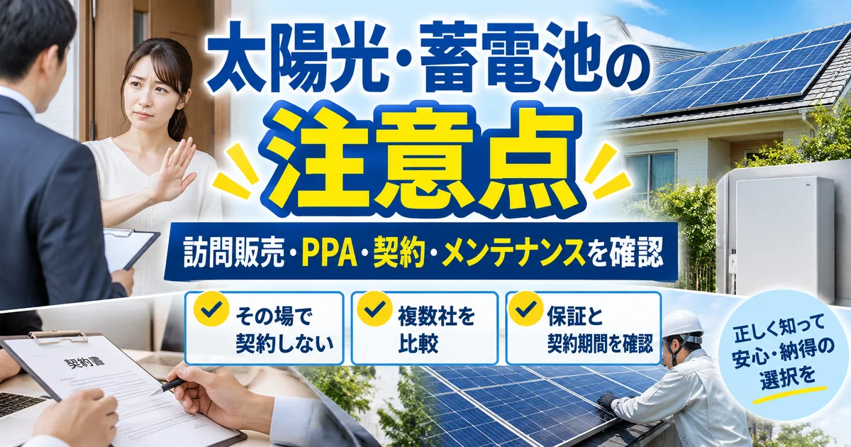 太陽光・蓄電池の注意点|訪問販売・PPA・契約・メンテナンスを確認