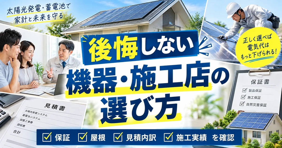 後悔しない機器・施工店の選び方|保証・屋根・見積内訳・施工実績を確認