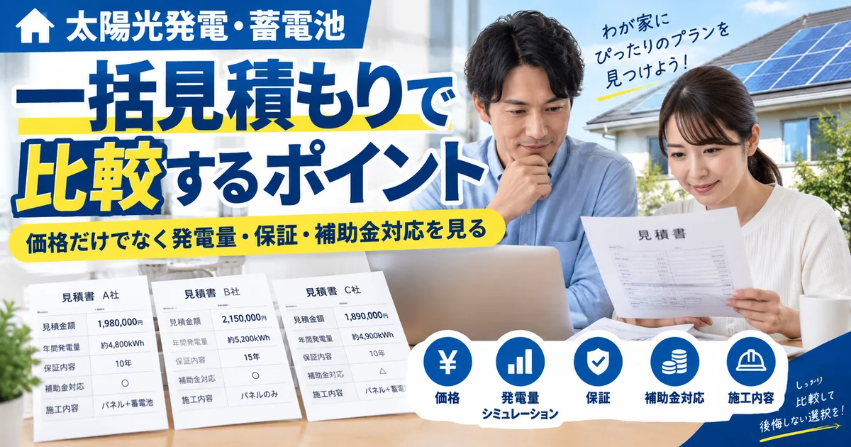 一括見積もりで比較するポイント|価格だけでなく発電量・保証・補助金対応を見る