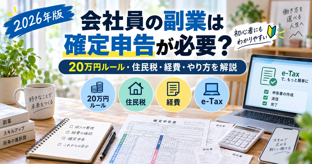 会社員の副業は確定申告が必要？20万円ルール・住民税・経費・e-Taxを解説