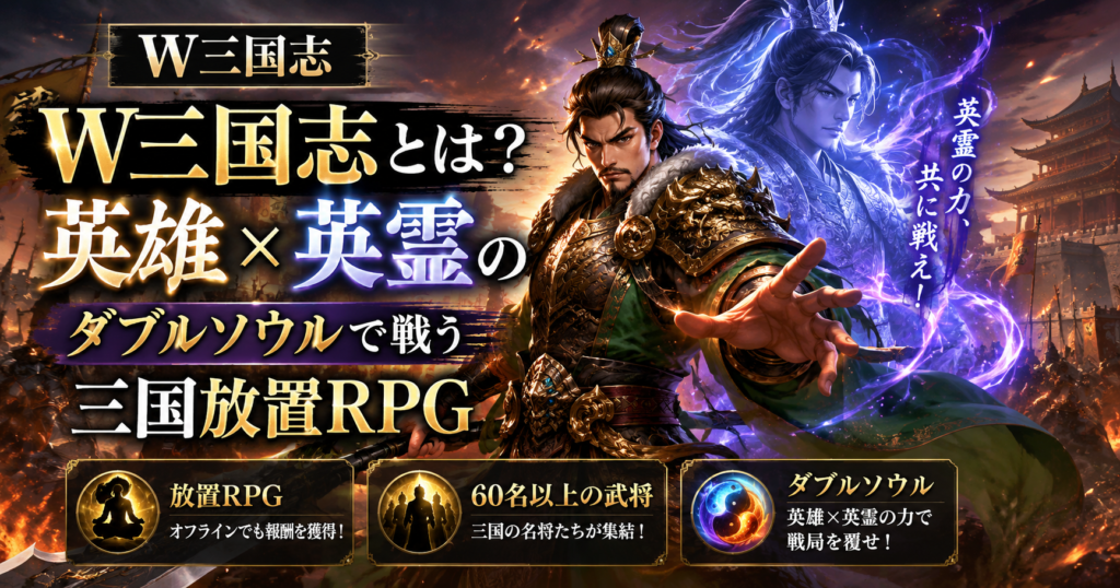 W三国志とは?英雄×英霊のダブルソウルで戦う三国放置RPG