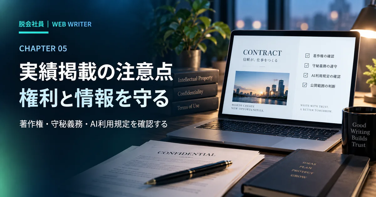 実績掲載時の著作権・守秘義務・AI利用の注意点
