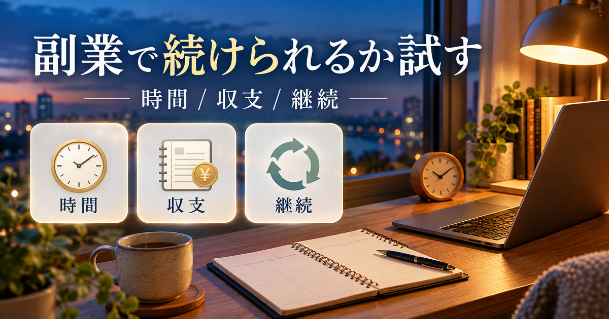 会社員の副業として、使える時間・収支・継続性を確認する