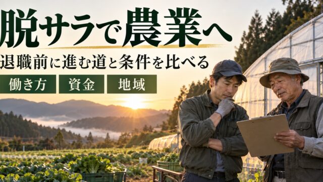 脱サラで農業へ。退職前に働き方・資金・地域の条件を比べる。