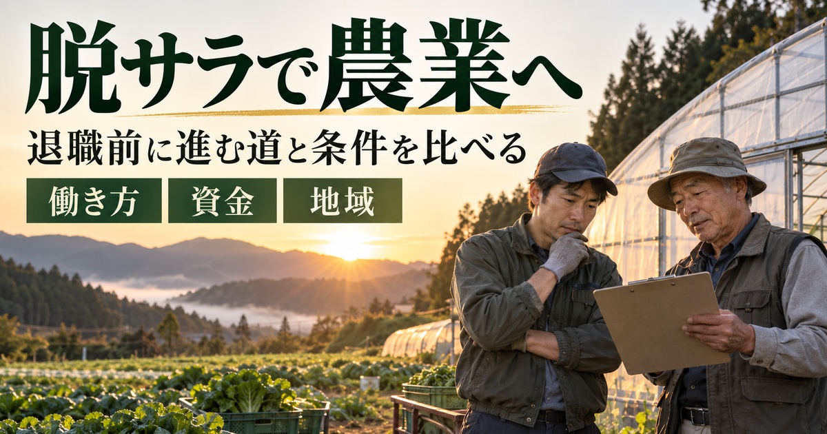 脱サラで農業へ。退職前に働き方・資金・地域の条件を比べる。